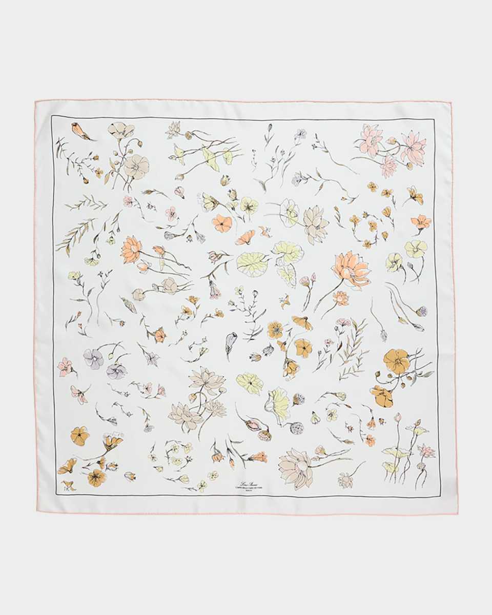 Floral-Print Silk Scarf